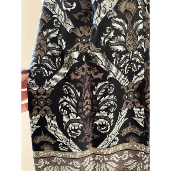 Vintage Y2K Damask Scarf Black Floral Medallion Double Sided Opera Unisex 8X58" - Picture 2 of 7